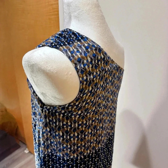 Anthropologie HD in Paris One-Shoulder Blue Patterned Dress - Size XS - Picture 2 of 6